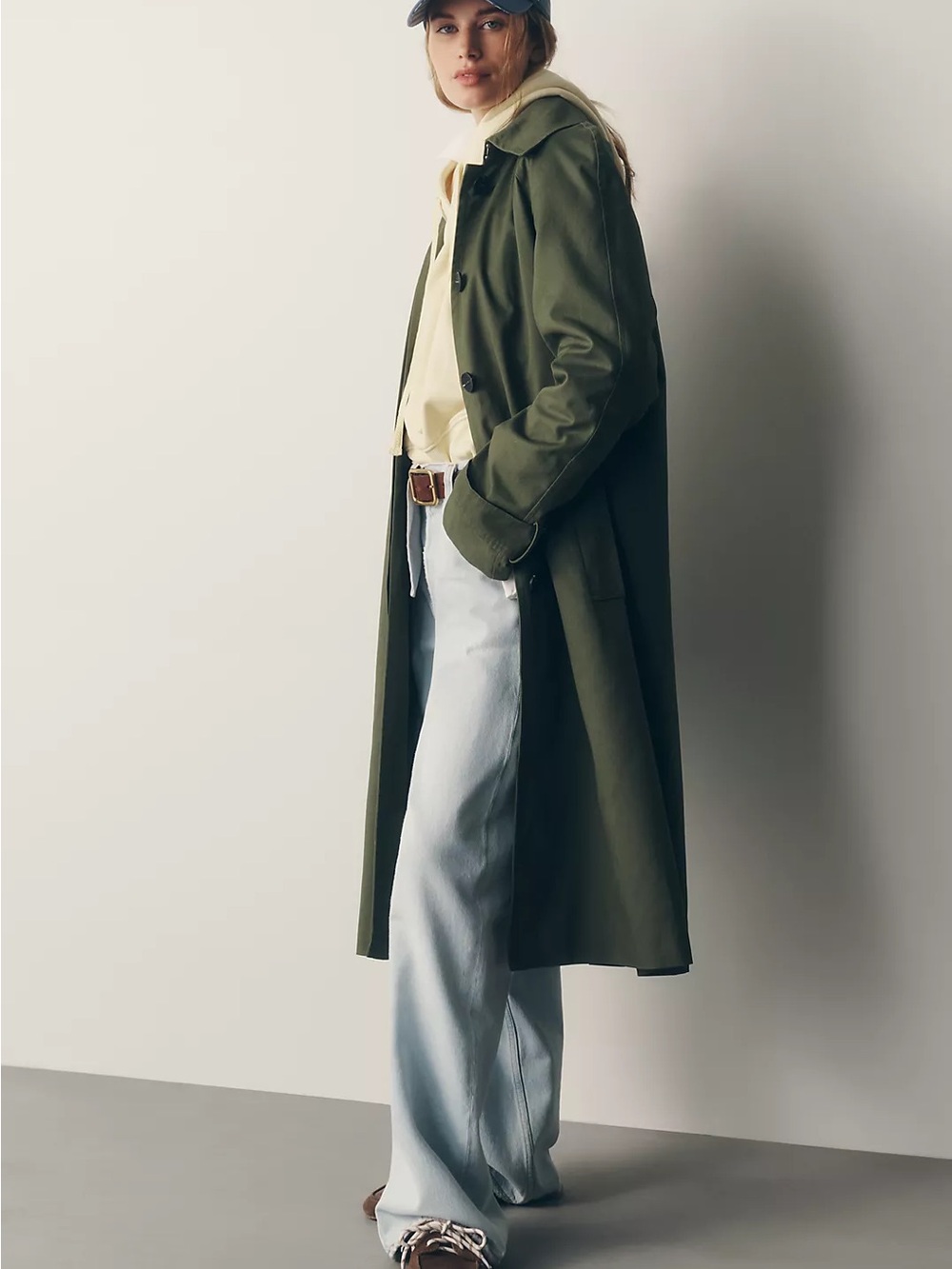 Anthropologie Tan Avec Les Filles Long Trench Coat - Picture 2 of 4